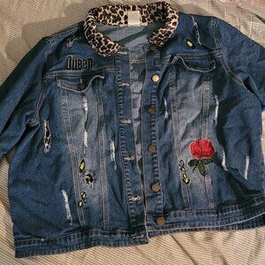 K Jordan leopard embellished denim set